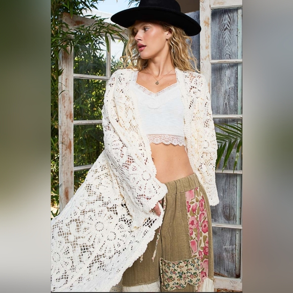 #722 POL Crochet Cardigan In Various Knit Weave - Picture 1 of 8